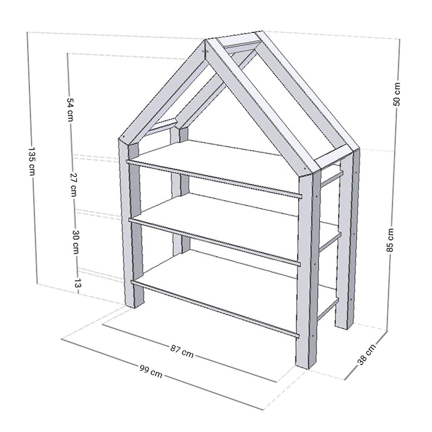 House bed with shelf 90 x 180 white