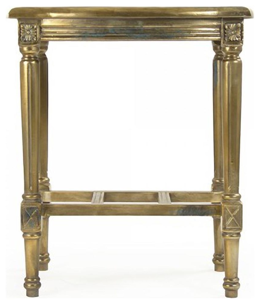 Side Table BURKETT Brass Wood   Traditional   Side Tables And End Tables   by EuroLuxHome  Houzz