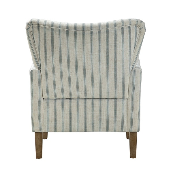 Warren Farmhouse Striped Wingback Chair with Solid Wood Legs by HULALA HOME