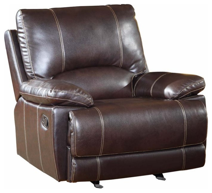 41 quotBrown Leather Match Recliner   Contemporary   Recliner Chairs   by HomeRoots  Houzz