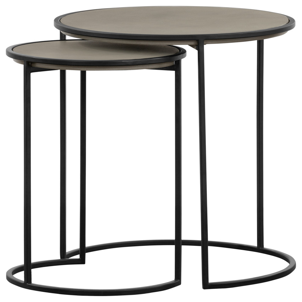 Armen Living Rina 2 Piece Nesting End Table Set  Black   LCRILACCGR   Industrial   Coffee Table Sets   by HedgeApple  Houzz