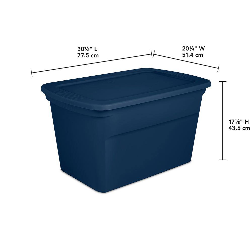 Sterilite 30 gal. Lidded Stackable Storage Tote Container in Blue 24-Pack 24 x 17367406