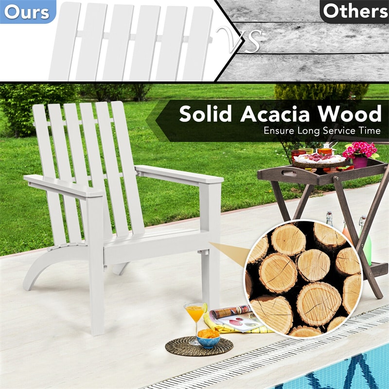 Adirondack Chair Acacia Wood Outdoor Patio Chair, Weather Resistant Campfire Chair for Lawn Seating