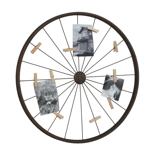 Metal Bike Wheel Wall Decor With Clothespin Photo Brown Olivia amp May