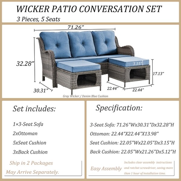 Wicker Patio Furniture Conversation Set with High Back Swivel Chairs and Storage Ottomans，Cushions Included🎃