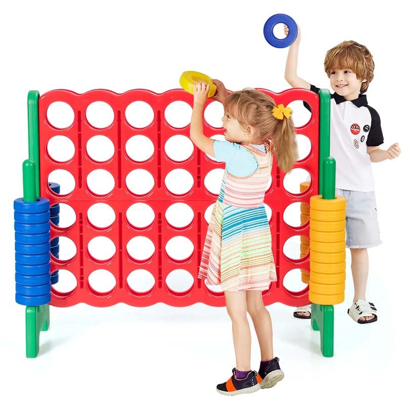 Giant 4-In-A-Row, Jumbo 4-to-Score Giant Game Set with 42 Jumbo Rings & Quick-Release Slider