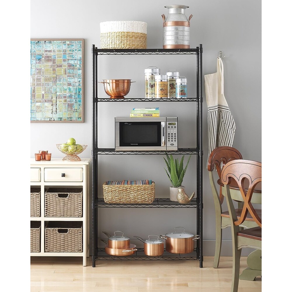 Whitmor Supreme 5 Tier Shelving with Adjustable Shelves   Black