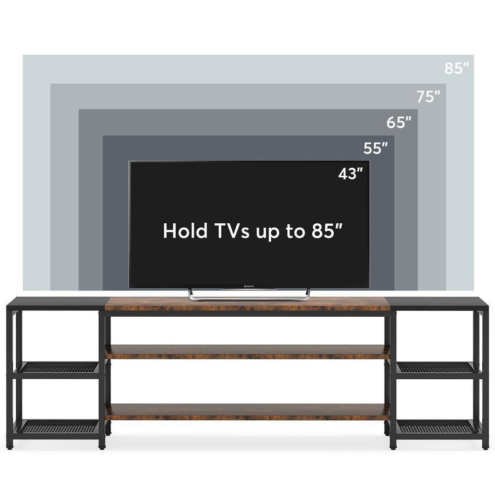 Tribesigns Tarik 78.7 in. Rustic Brown TV Stand Fits TV's up to 85 in. with 3-Tier Storage Shelves for Living Room TJHD-QP-0066