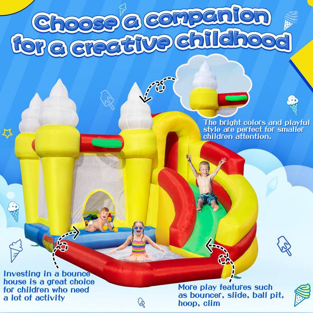 Nyeekoy Inflatable Bounce House Ice Cream Jumping Castle with Math Monkey Educational Toys HB28G4383-T01