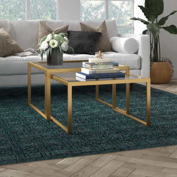 Rocco Square Nested Coffee Table in Brass