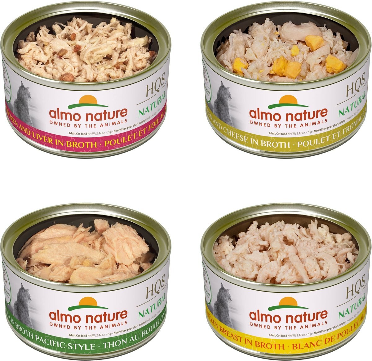 Almo Nature Atlantic Tuna， Chicken and Cheese， Chicken Breast， Chicken and Liver Variety Pack Canned Cat Food