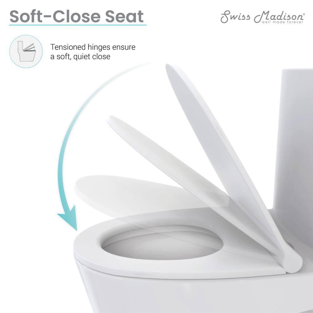 Swiss Madison Santorini 1-piece 1.11.6 GPF Dual Flush Elongated Toilet in Glossy White Seat Included SM-1T190