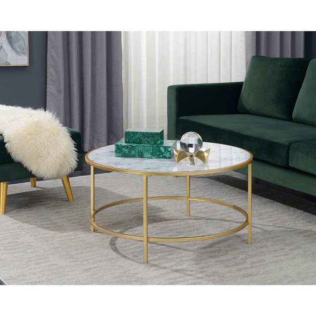 Gold Coast Faux Marble Round Coffee Table Brieghton Home