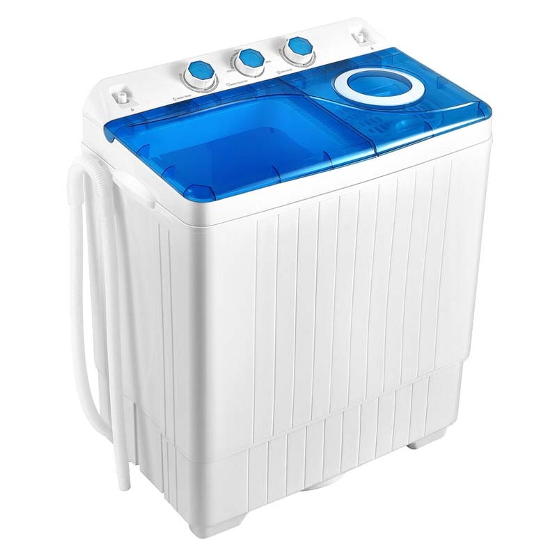 26 LBS 2-in-1 Portable Washing Machine with Drain Pump, Twin Tub Top Load Washer Dryer Combo for RV Dorm