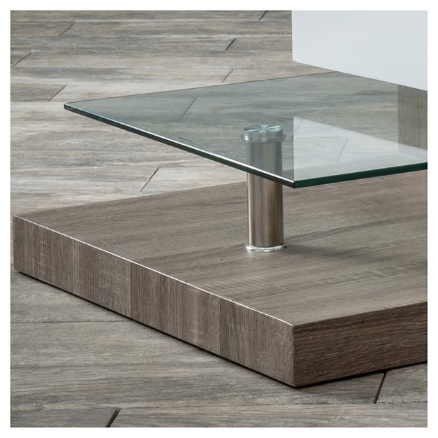 Bridgetown Rectangular Rotatable Coffee Table W Glass Glossy White oak Christopher Knight Home