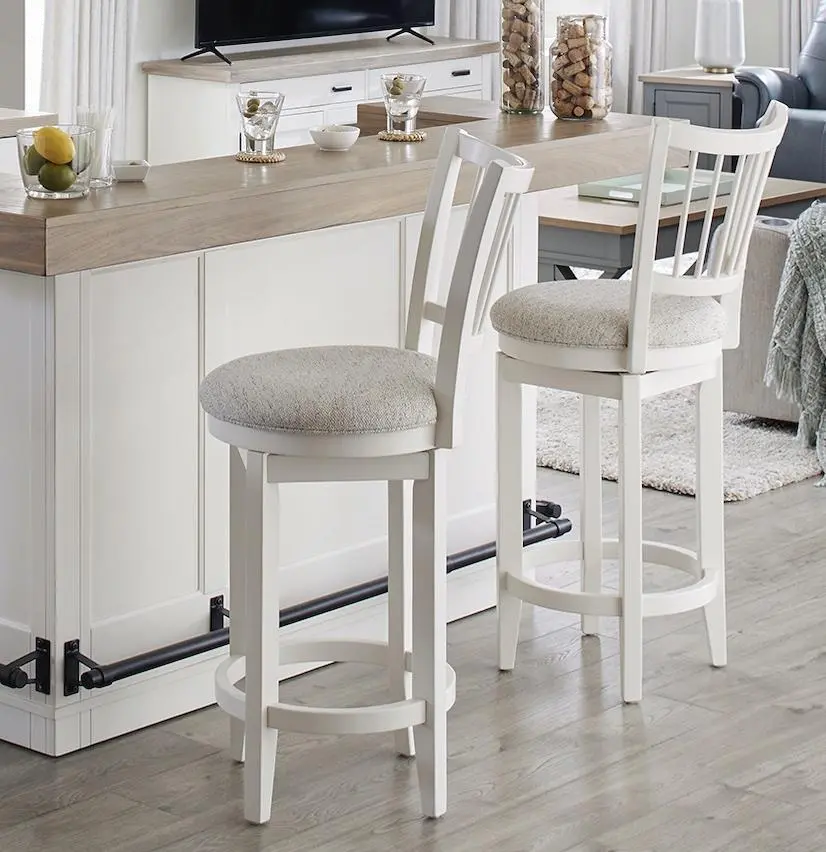 Modern Eclectic White Swivel Bar Stool