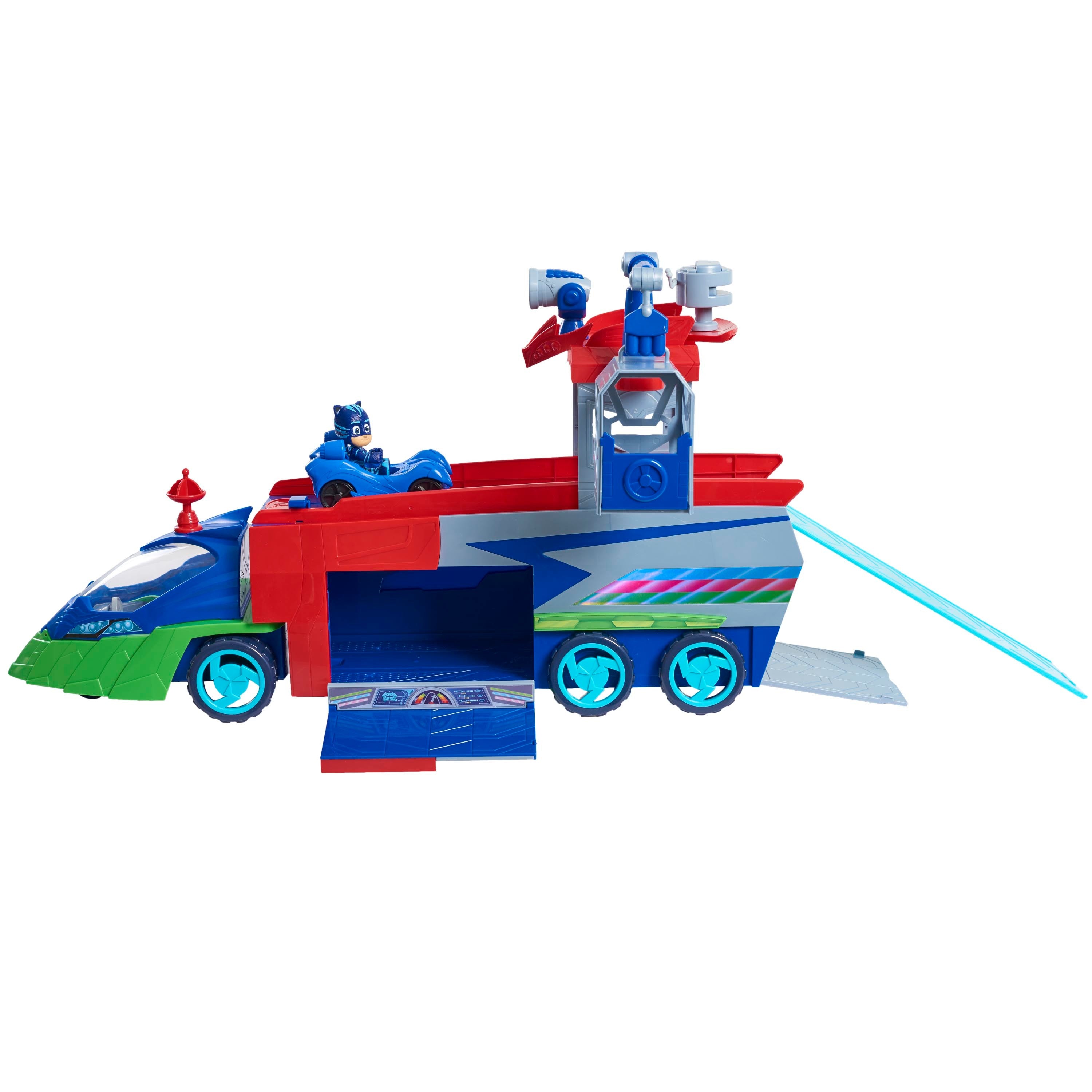 PJ Masks PJ Seeker Vehicle Playset with Lights and Sounds， Includes Catboy and Cat-Car， Stores Up to 4 Vehicles，  Kids Toys for Ages 3 Up， Gifts and Presents