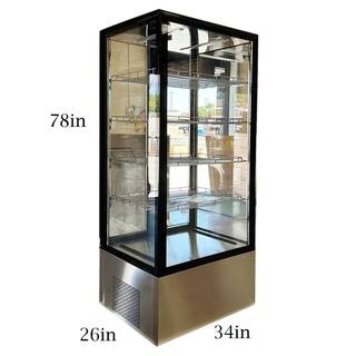 Cooler Depot 33 in. W 22 cu. ft. Commercial Upright 4 Sided Glass Swing Door Refrigerated Dispaly Case in Stainless Steel DXXCL-600