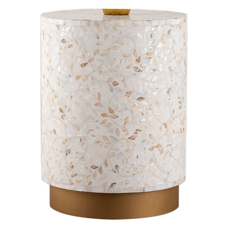 Luxe Handmade Mother Of Pearl End Table