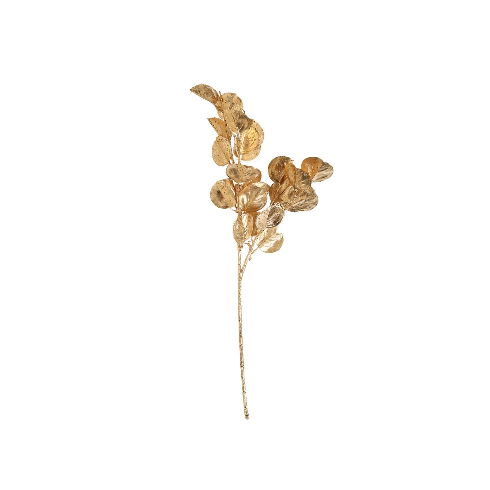 2 Pack Metallic Gold Artificial Round Eucalyptus Leaf Branches, Faux Decorative Bouquets 27