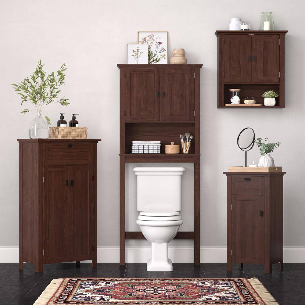 RiverRidge Home Hayward 24.5 in. H 7.88 in. D x 22.81 in. W Two-Door Bathroom Wall Cabinet in a Dark Woodgrain Veneer Finish 06-176