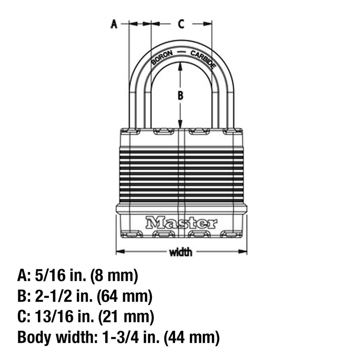 Master Lock 1-9/16 in. H X 11/16 in. W X 1-3/4 in. L Steel Dual Ball Bearing Locking Padlock Keyed A