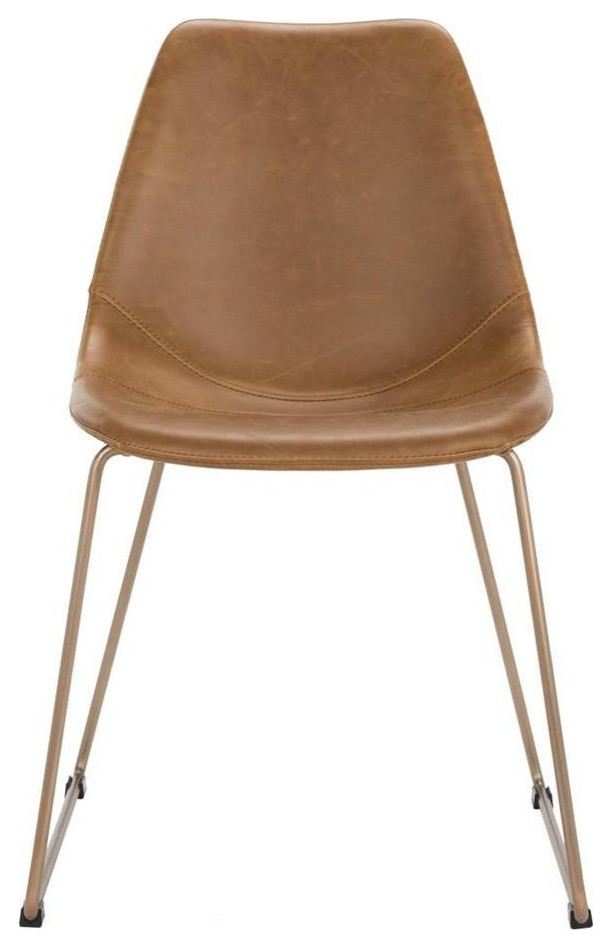 Ginger Midcentury Modern Leather Dining Chair  Set of 2  Light Brown/Copper   Contemporary   Dining Chairs   by V.S.D Furniture  Houzz