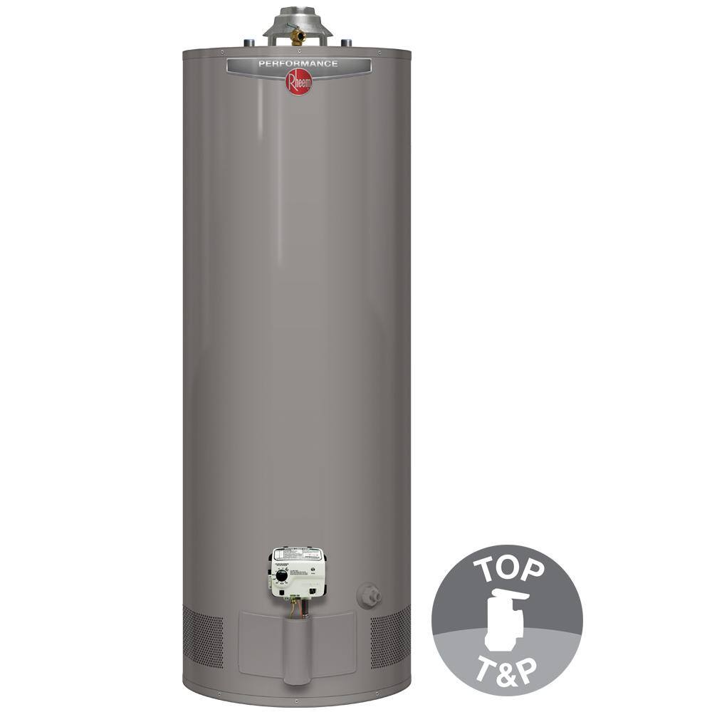 Rheem Performance 40 Gal. Tall 6-Year 40000 BTU Natural Gas Tank Water Heater with Top T and P Valve XG40T06TH40U0