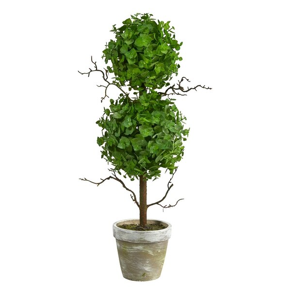 2' Eucalyptus Double Ball Topiary Artificial Tree