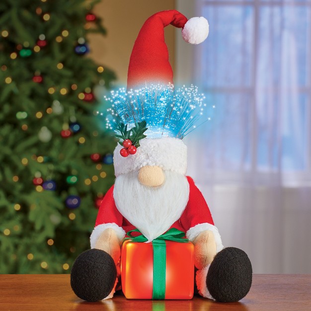 Collections Etc Fiber Optic Santa Claus Gnome Sitter 7 25 X 8 75 X 15 5