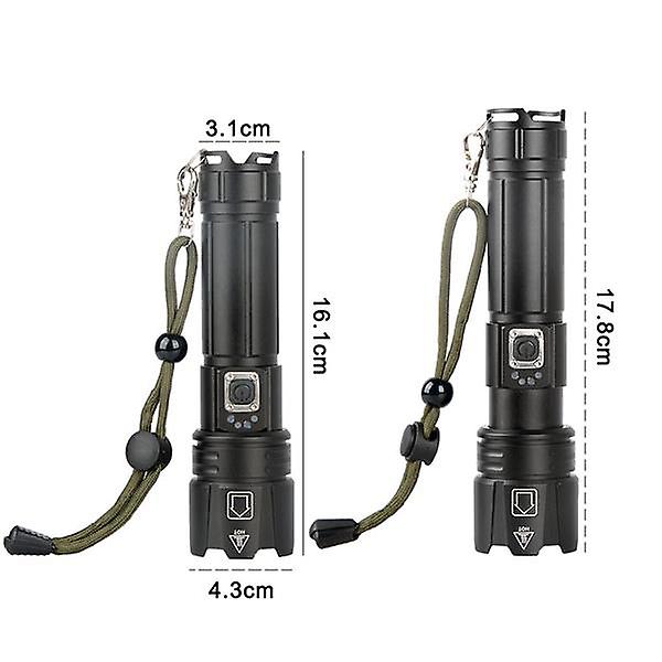 Portable Strong Light Flashlight 7x7mm Led 30w 5v Micro Usb Rechargeable Zoom Flashlight Can Be Output And Input Suitable For Camping， Climbing， Night