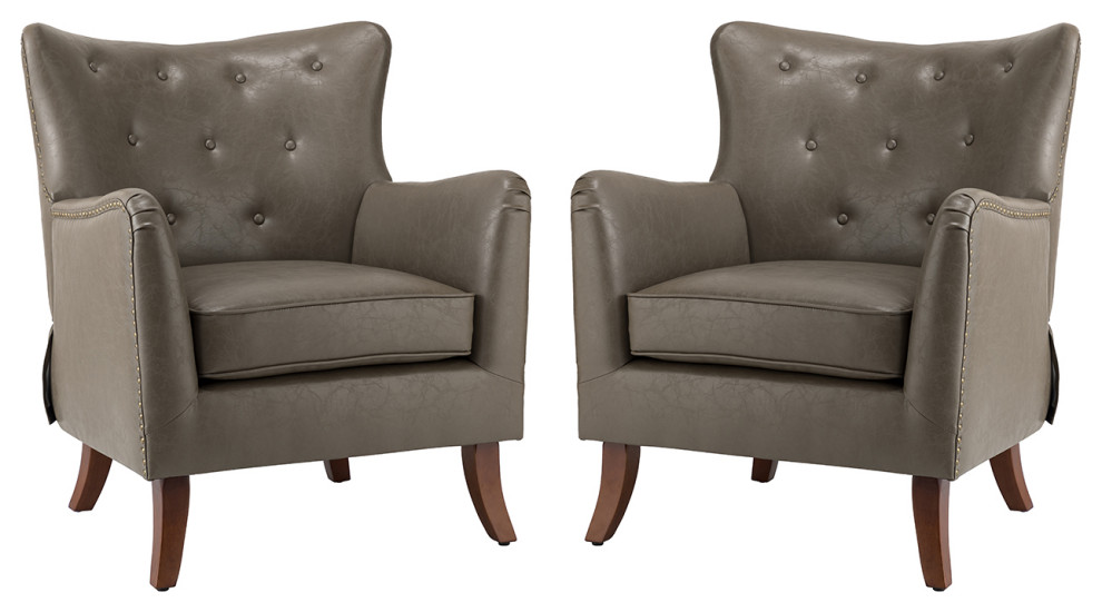 Vegan Leather Armchair Set of 2   Transitional   Armchairs And Accent Chairs   by Karat Home  Houzz