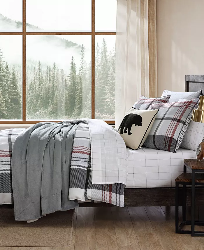 Eddie Bauer Normandy Plaid Micro Suede Down Alternative Reversible 2 Piece Comforter Set， Twin