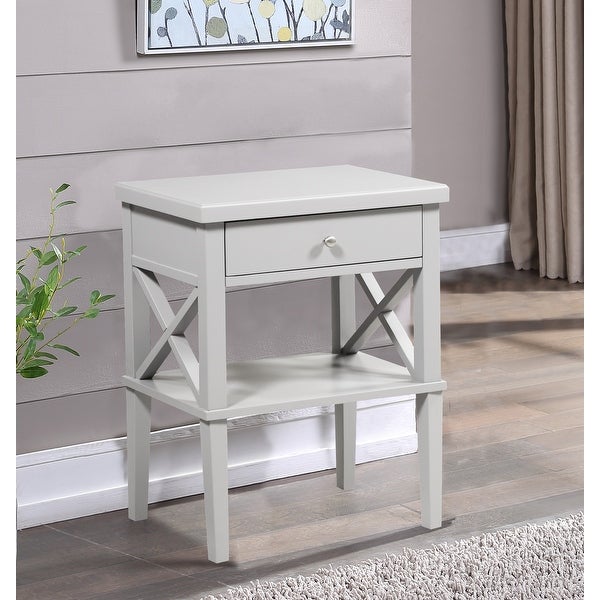 Nightstand with Drawer， Wooden Storage Cabinet for Bedroom