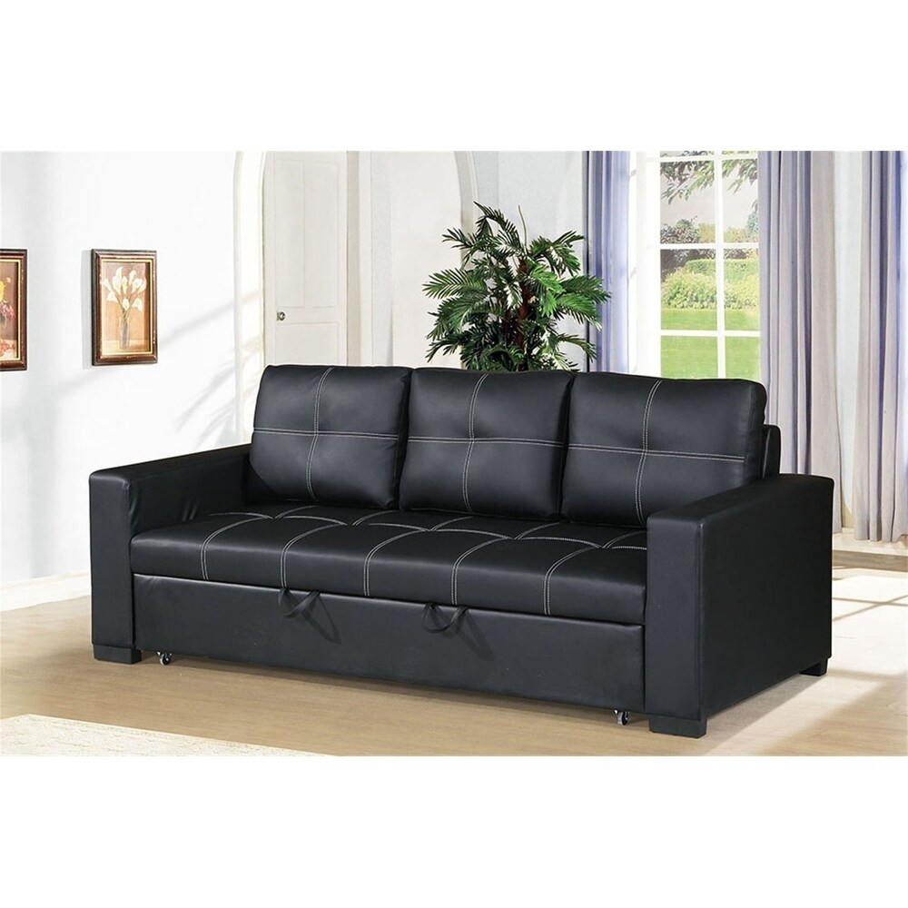 Transitional Leather Sofa Black