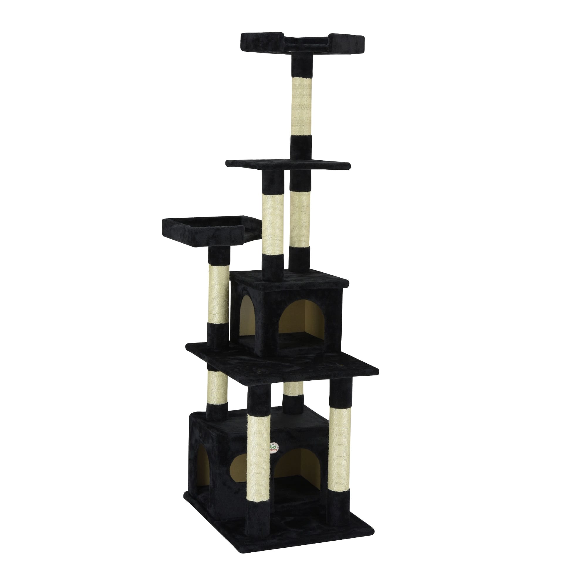 Go Pet Club Classic Black Cat Tree Condo Furniture with Sisal Scratching Posts， 67.25