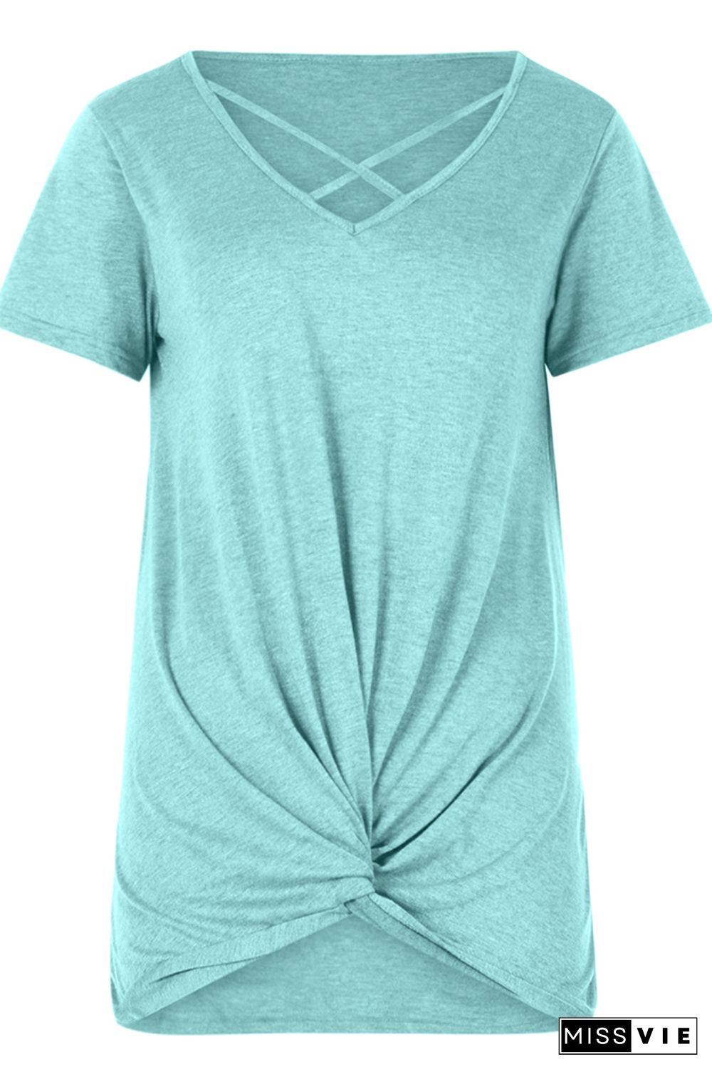 Criss-Cross Twisted Short Sleeves Tee Wholesale