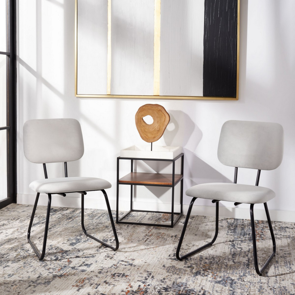 Hallie Side Chair Grey Velvet Set 2   Industrial   Armchairs And Accent Chairs   by Virgil Stanis Design  Houzz