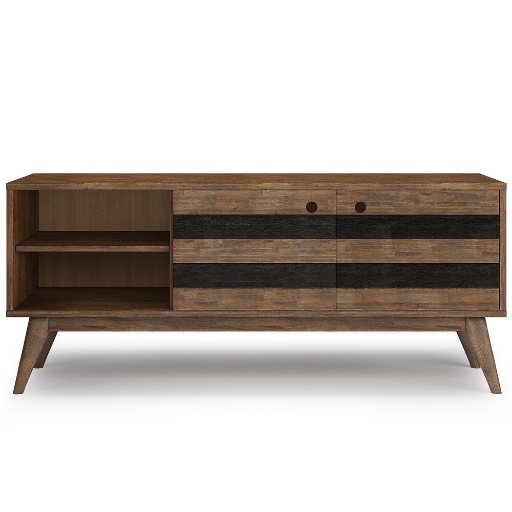 Wright SOLID ACACIA WOOD 60 inch Wide Mid Century Design TV Media Stand in Rustic Natural Aged Brown   18\
