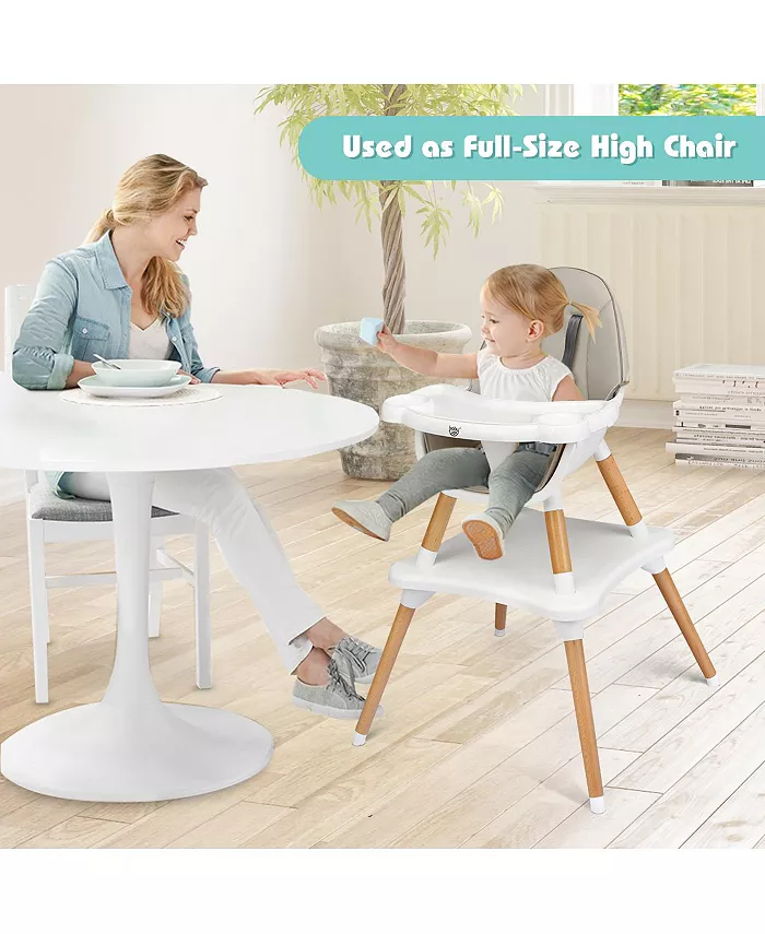 Costway 5-in-1 Baby High Chair Infant Wooden Convertible Chair