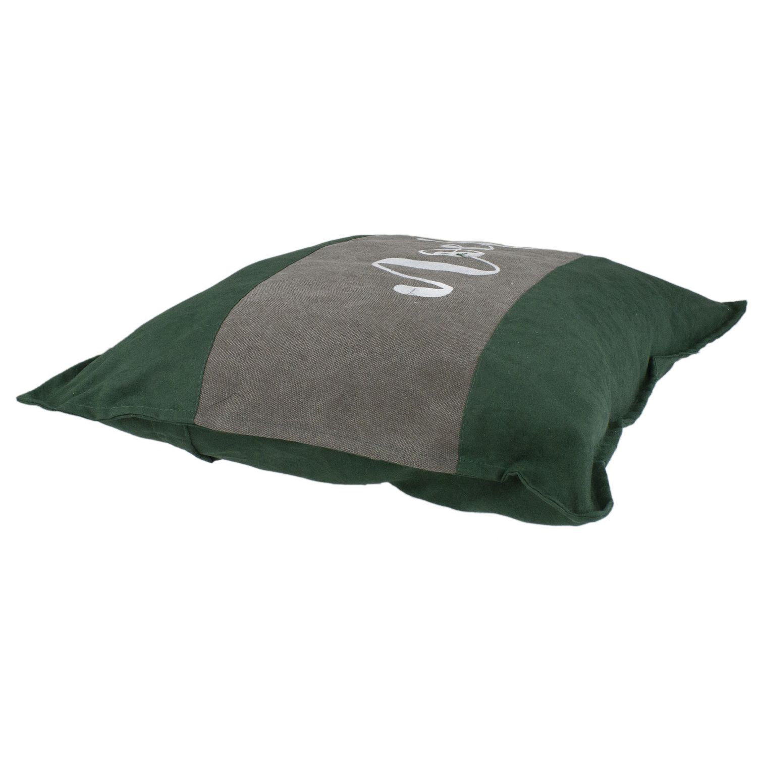 18 Green and Brown Suede Noel Christmas Throw Pillow