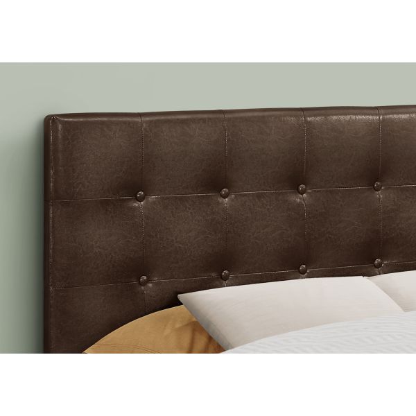 Bed， Headboard Only， Full Size， Bedroom， Upholstered， Brown Leather Look， Transitional