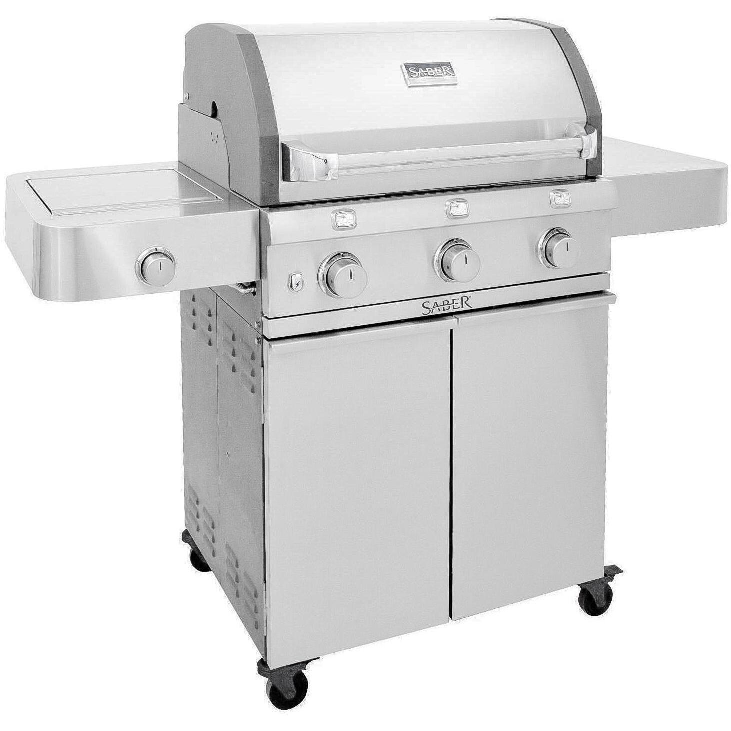 Saber Deluxe Stainless 500 32-Inch 3-Burner Infrared Propane Gas Grill With Side Burner