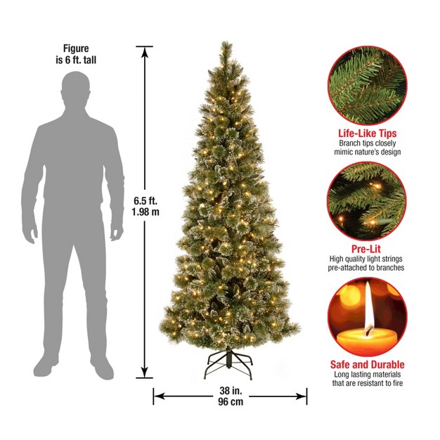 National Tree Company 6.5 Ft. Glittery Bristle(r) Pine Slim Tree With Warm White Led Lights