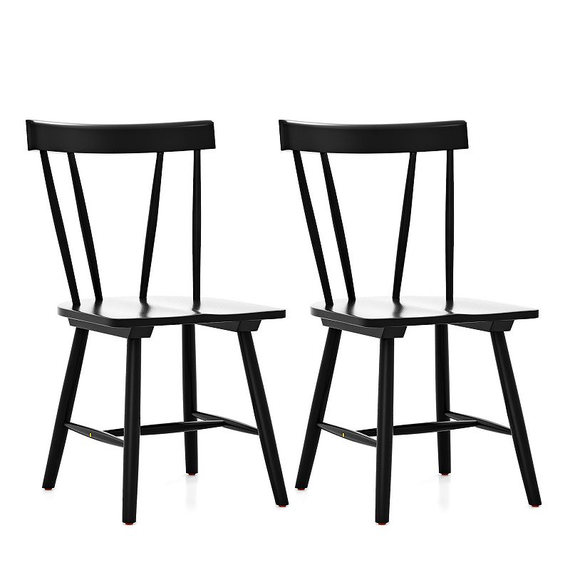 Windsor Style Armless Chairs with Solid Rubber Wood Frame