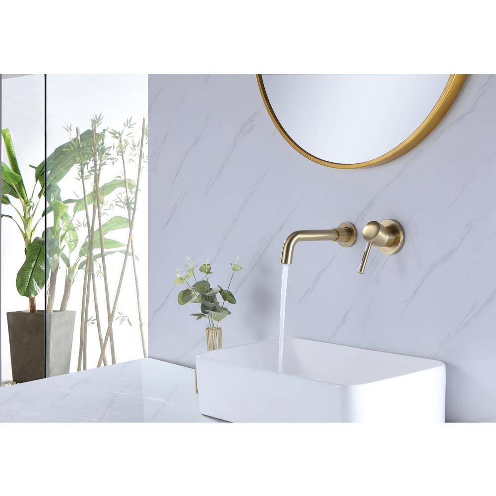 Aurora Decor ABA Single Handle Wall Mounted Faucet with Valve High pressure Bathroom Sink Faucet in brushed gold BFBJK-RB02YG