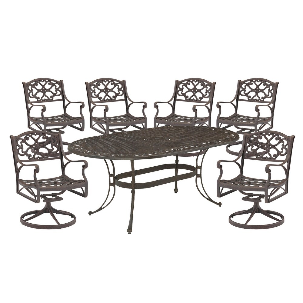 Sanibel Bronze 7 Piece Outdoor Dining Set  Table and 6 Swivel Chairs