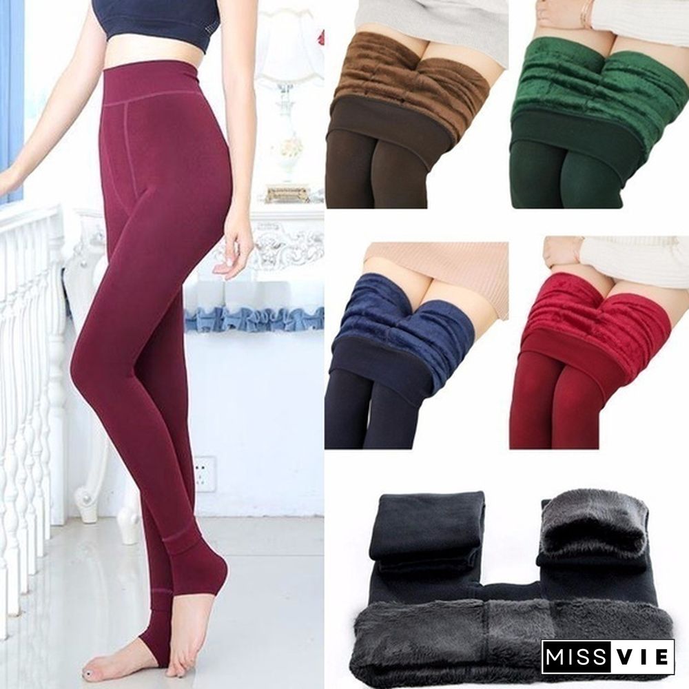 New Women Leggings 8 Colors Fashion Autumn Winter Thick Warm Brushed Lining Stretch Fleece Pants High Elasticity Tights Plus Size XS-3XL