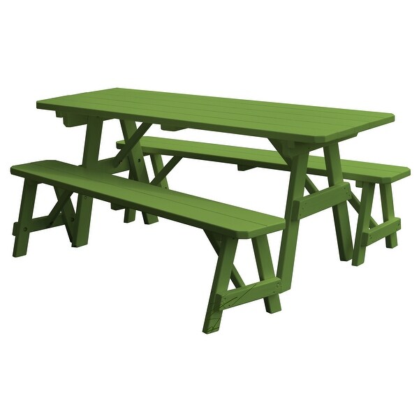 Pine 6' Traditional Picnic Table with 2 Benches