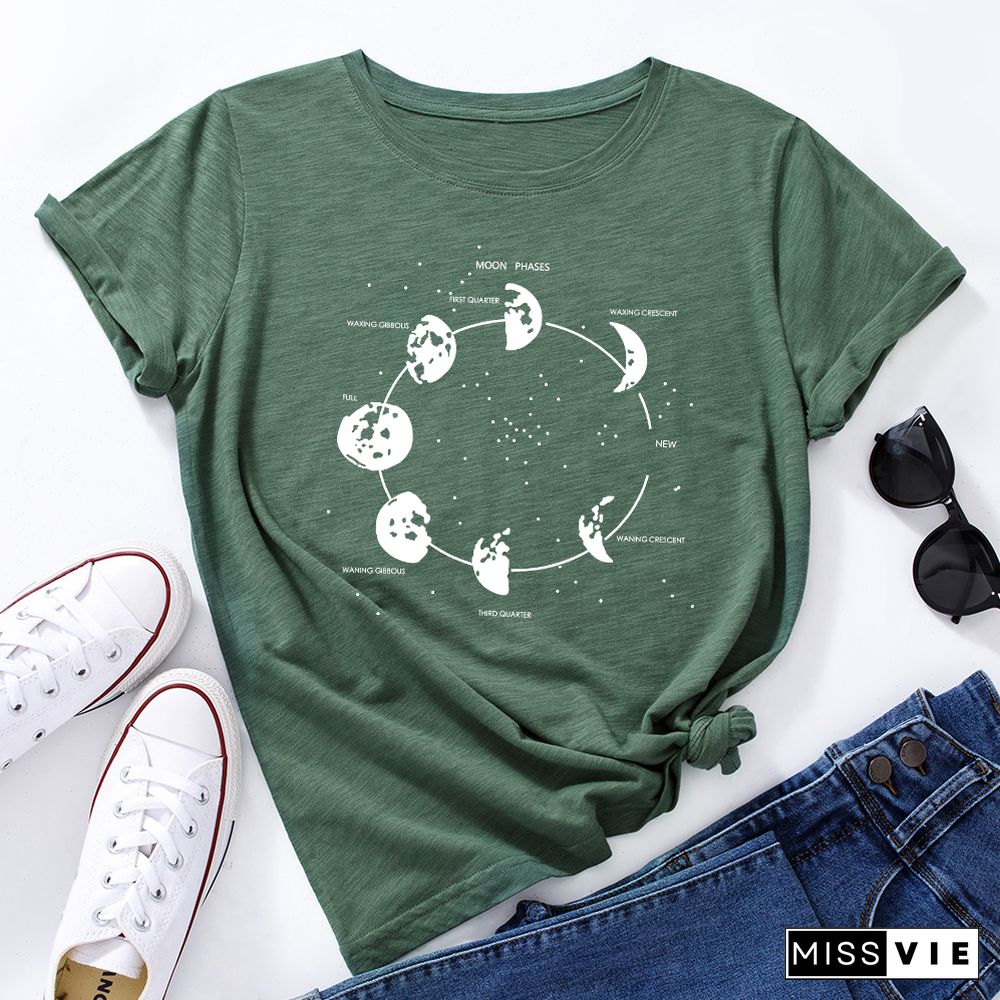 Celestial Moon Phase Cosmos Space T-Shirt Funny ShirtsFor Women Female Graphic Tee Short Sleeve Summer Shirts Tops Shirt Gift